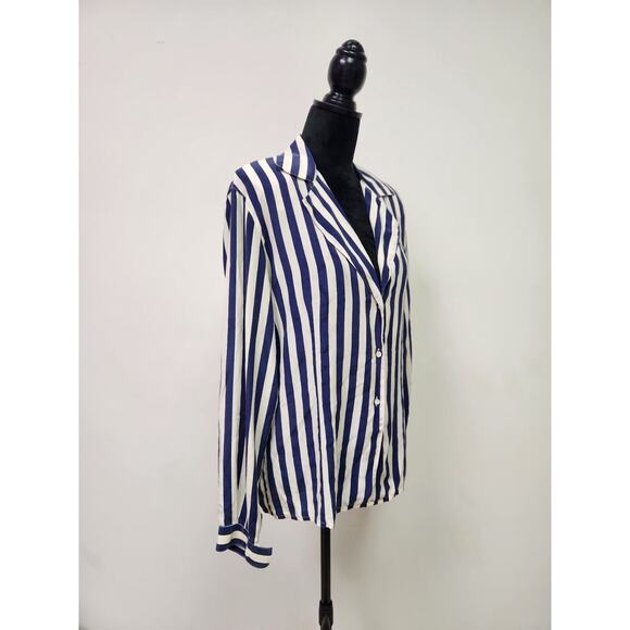 Vtg Mariano Rubinacci Women's Striped Silk Blazer Ivory & Blue Size IT 46 US 10 - Picture 2 of 7